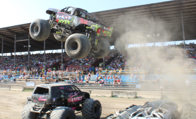 leap over a monster truck