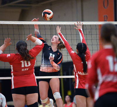 between the defenders